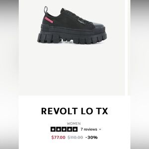 Palladium Revolt Low black short chunky shoes NEW